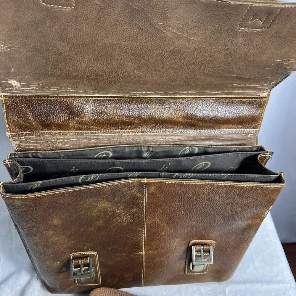 AmeriLeather Classical Leather Organizer Briefcase Bag Travel Business Strap